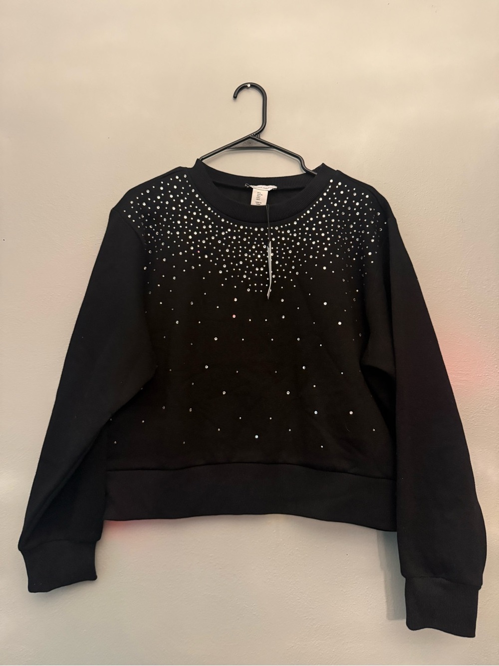 cupcakes & cashmere Black Rhinestone Crewneck Sweatshirt